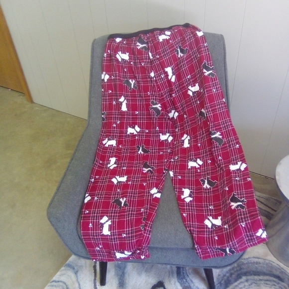Women's Red Plaid Scottish Terrier Scotty Dog Pajama Pants PJs Size XL - Picture 2 of 5